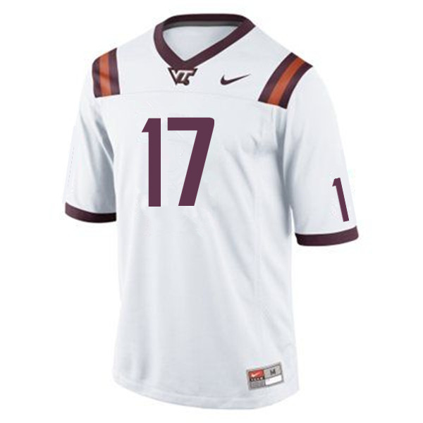 Men #17 Eddie Ozycz Virginia Tech Hokies College Football Jerseys Sale-White - Click Image to Close
